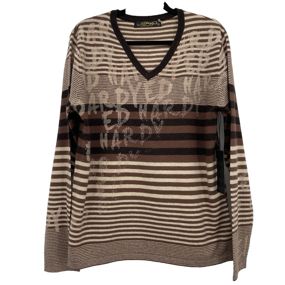 Ed Hardy by Christian Audigier Size XL Wool Blend Pullover Sweater V-Neck Unisex - Picture 1 of 6